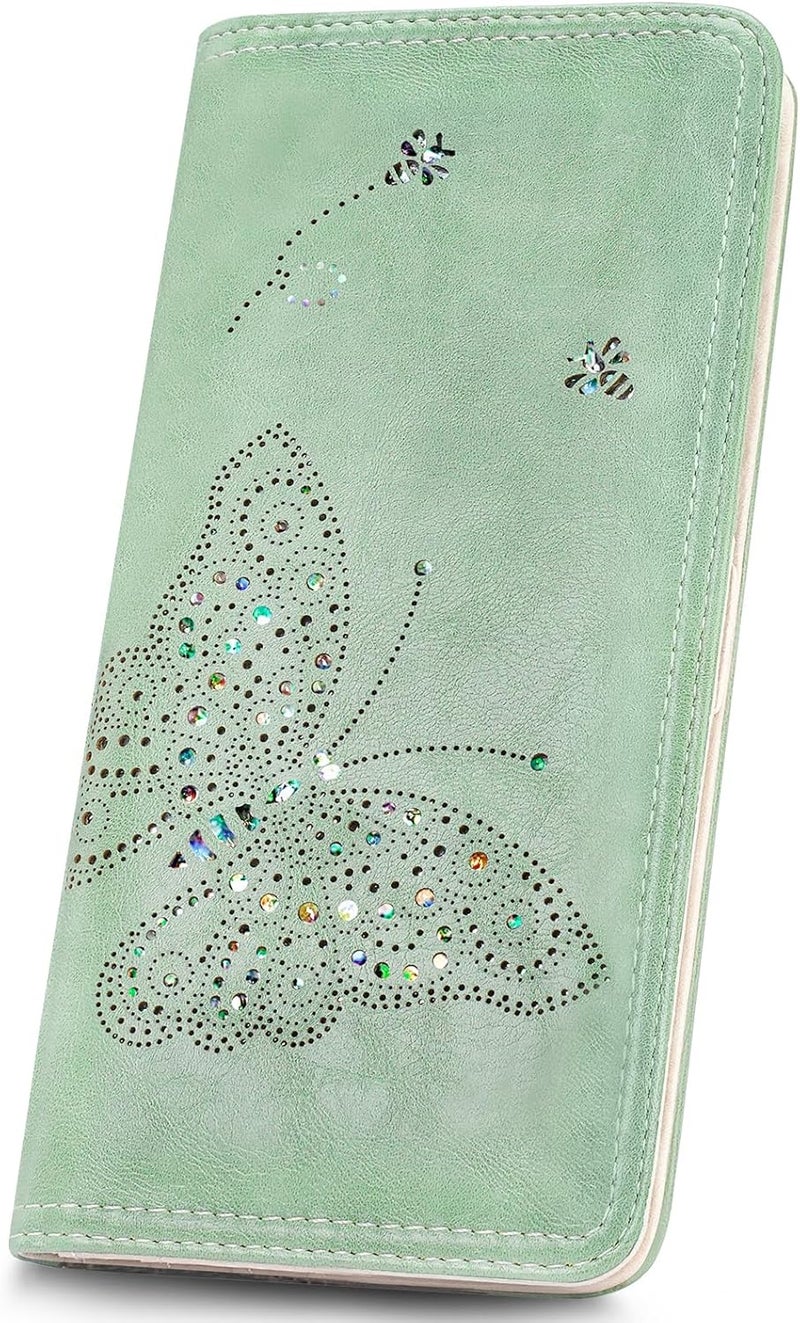 KITEVIUN RFID Wallet Women Ultra Slim Thin Womens Wallet Compact Clutch Long Ladies Wallet for Women Peppermint-Mambo-Green - Image 1